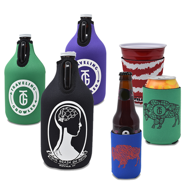 Red Stripe Buffalo Skinny Can Koozie - Traveling Growler