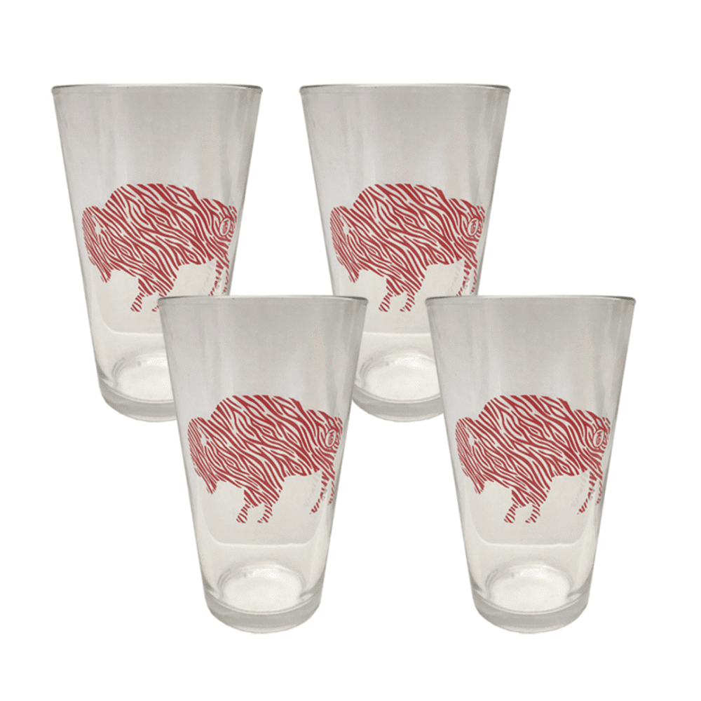 Red Stripe Buffalo Pint Glass Set