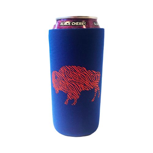 Red Stripped Buffalo Football Skinny Can Koozie