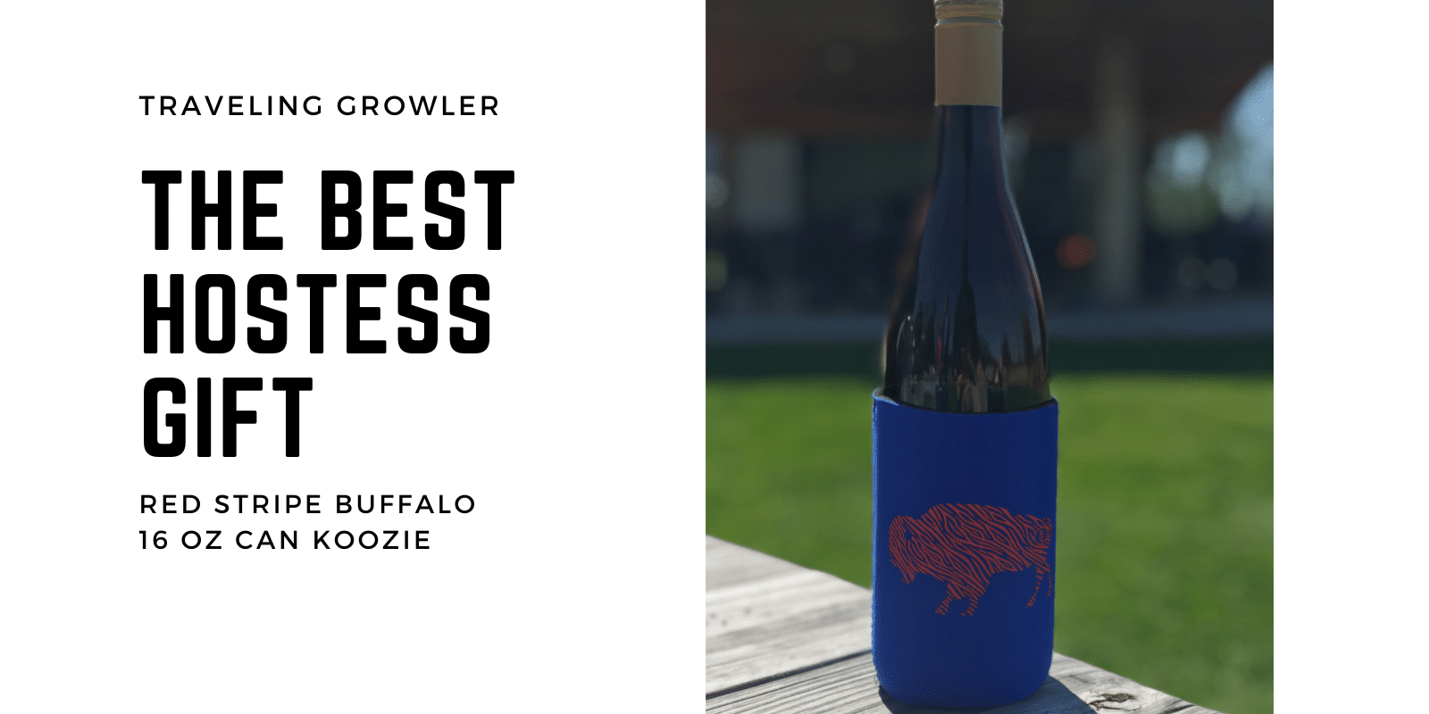 Red Stripe Buffalo Can Bottle Koozie - Traveling Growler