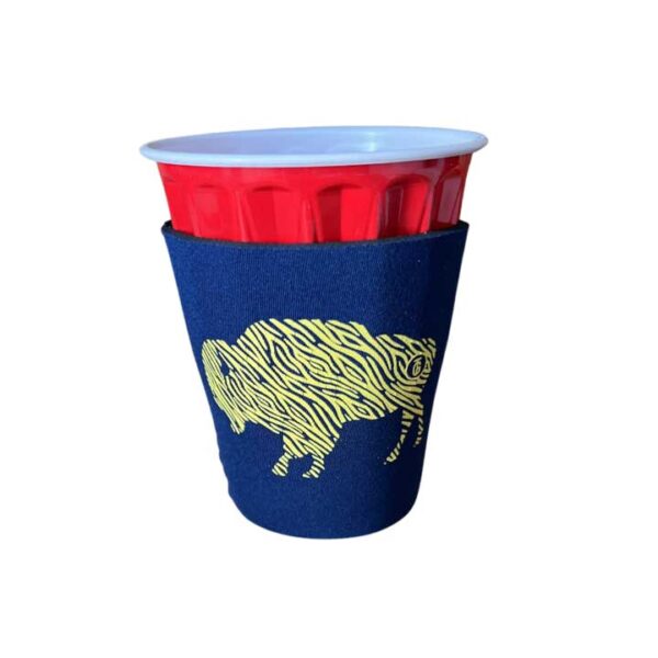 Gold Stripe Buffalo Pint Glass Koozie
