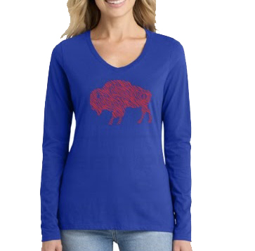 Red Stripe Buffalo V-Neck Long Sleeve Shirt