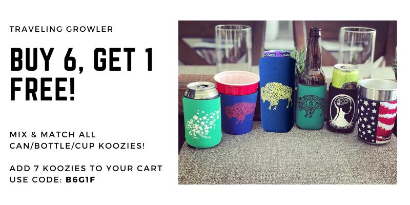 Traveling Growler Buffalo Can Koozies